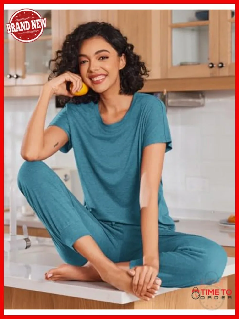 2 Pack Pajama Sets for Women Jogger Pants Short Sleeve Lounge Set Soft